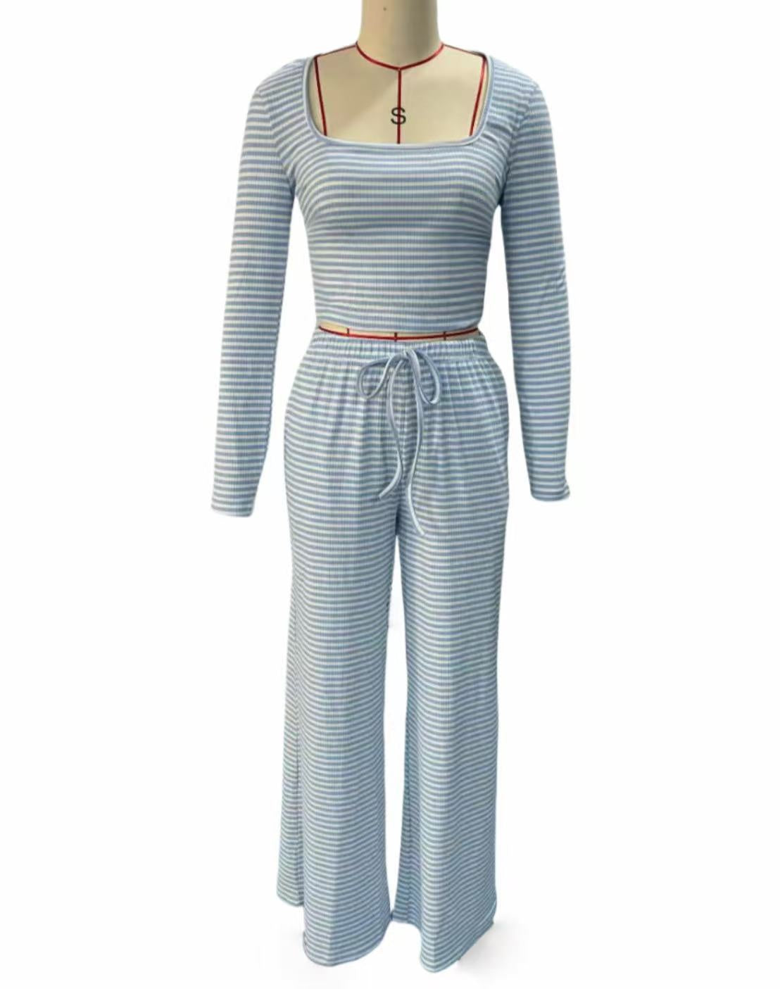 Women's Striped Knitted Slimming Suit