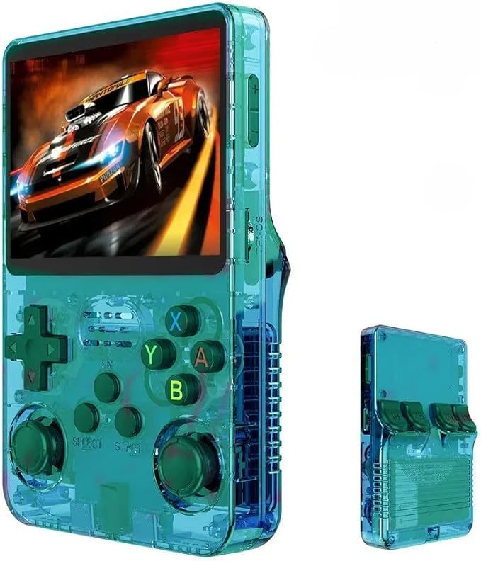 A retro portable game console on hand