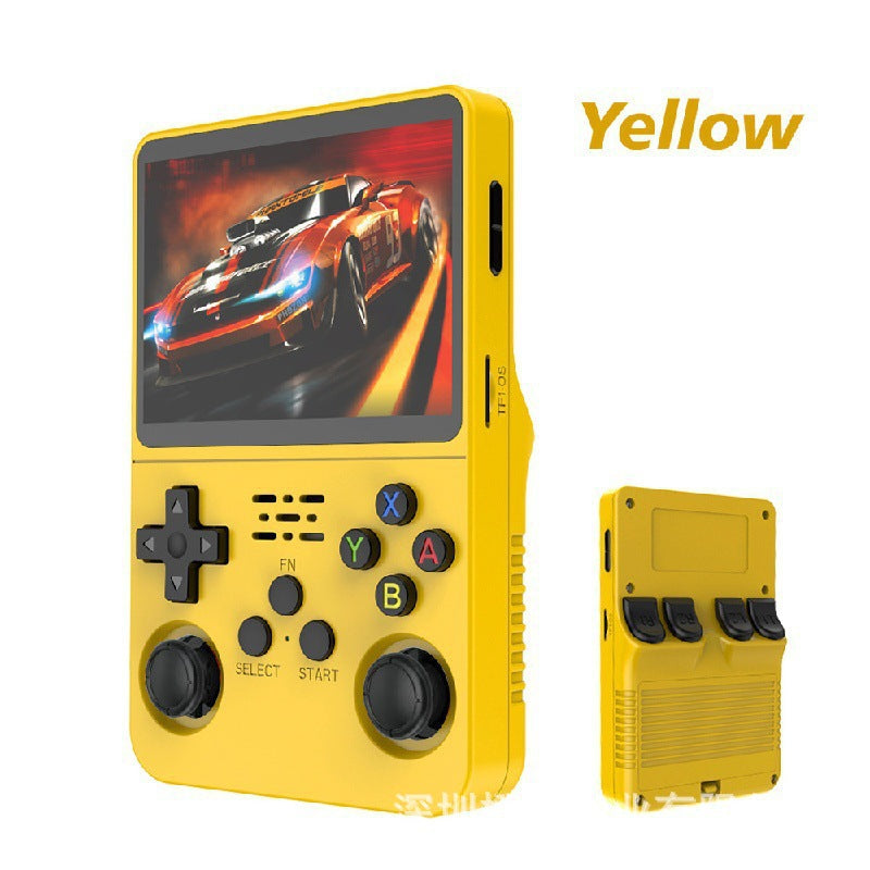 A retro portable game console on hand