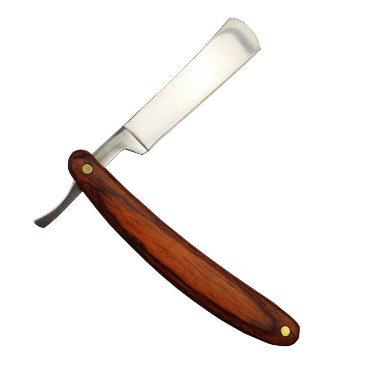 Classic Stainless Steel Straight Razor with Wood Handle