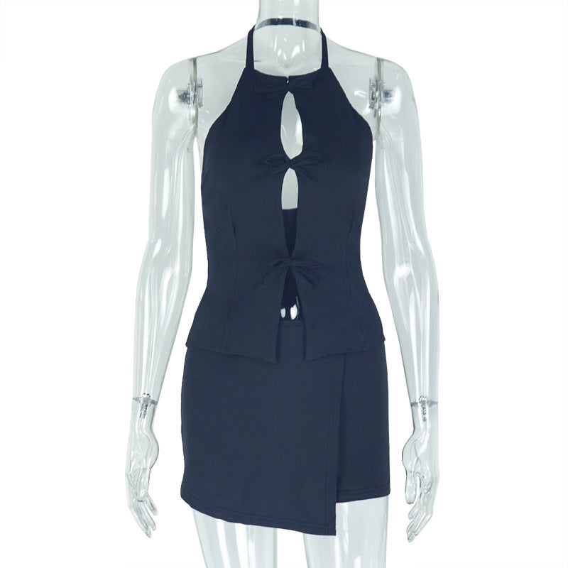 Women's Hollow Pleated Skirt Set