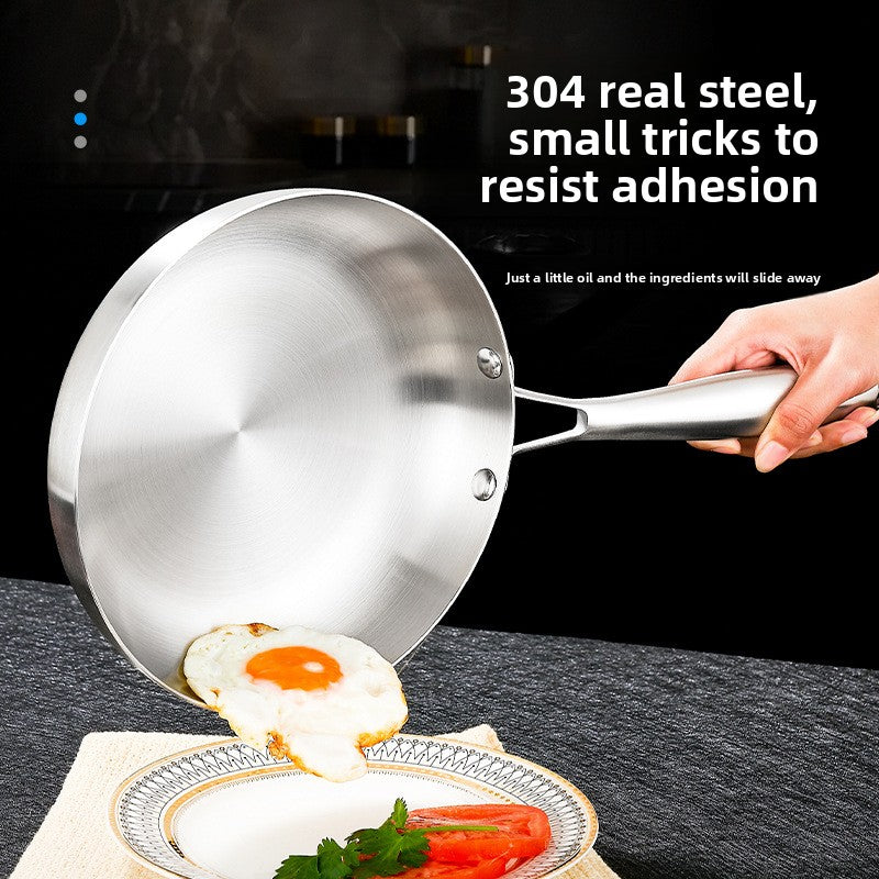 Stainless Steel Frying Pan - Triple-Layer & Non-Stick Induction Compatible