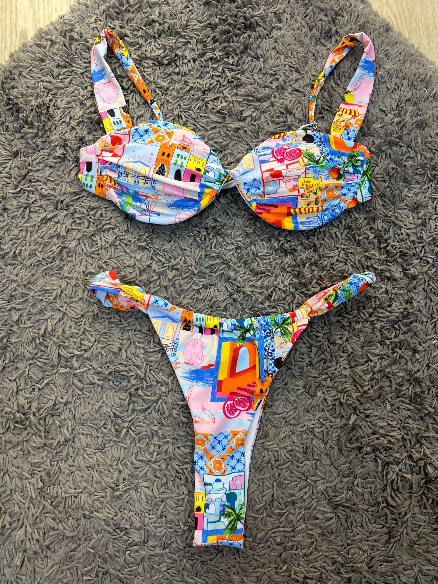 Women's Floral Print Steel Underwire Bikini Swimsuit