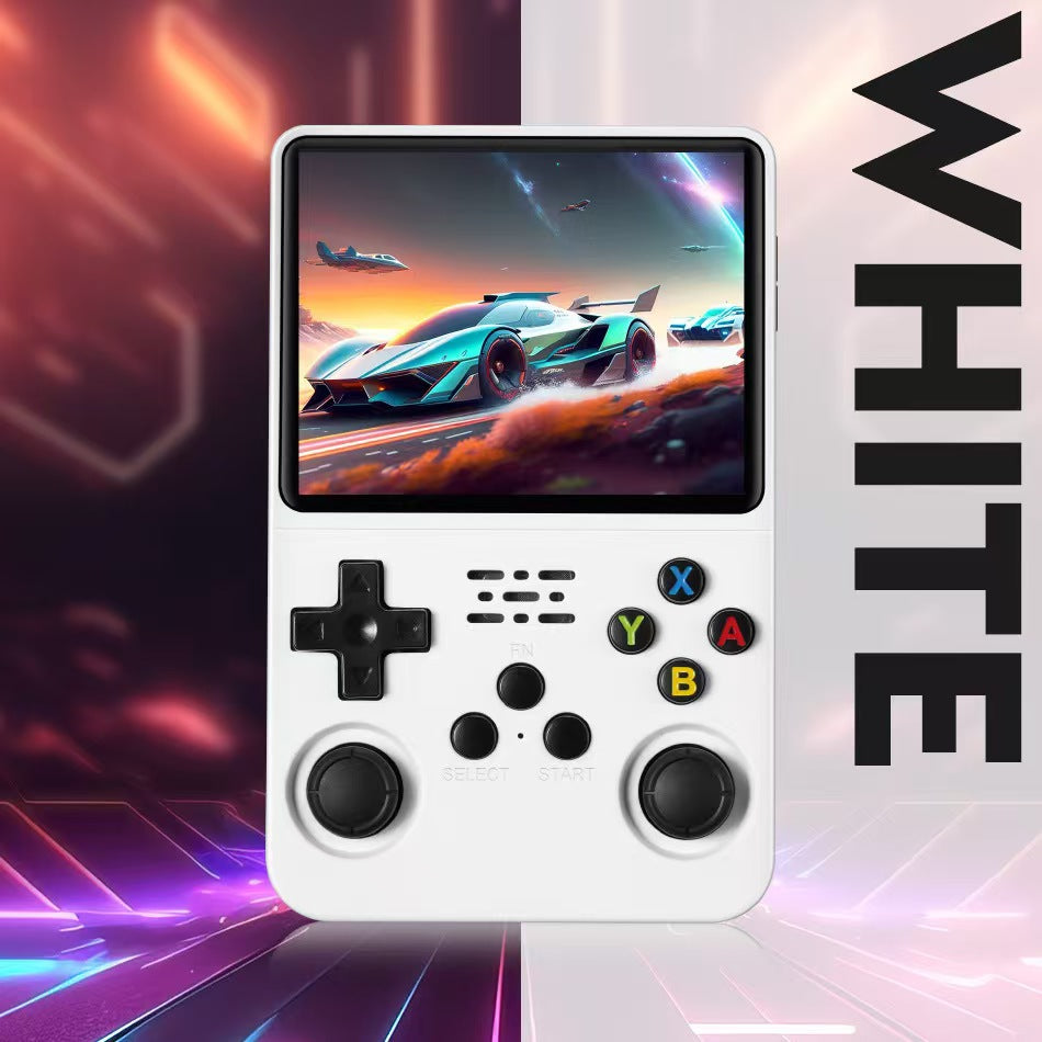 A retro portable game console on hand