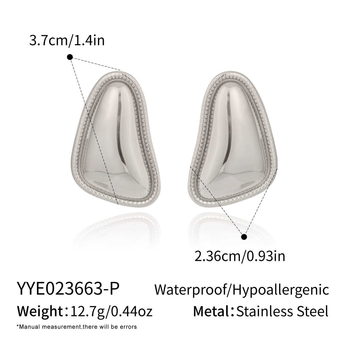 Gold Plated Earrings - Geometric Triangle Lace Edge