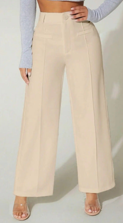 High Waist Straight-Leg Casual Pants