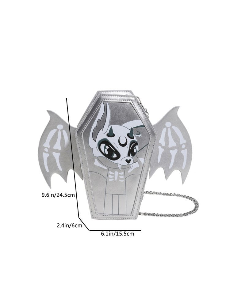 Gothic Coffin Shape PU Handbag with Chain Strap