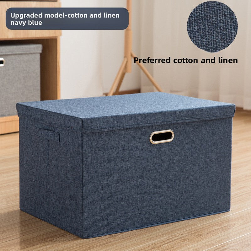 Cotton Linen Fabric Storage Box with Handles