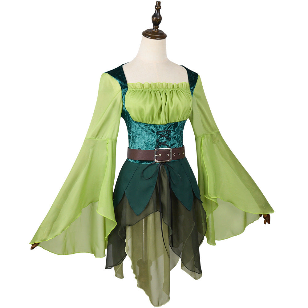 Women's Medieval Elf Cosplay Dress with Wings and Ears