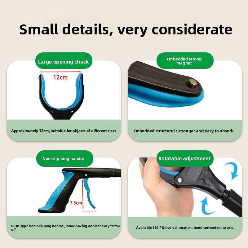 Foldable Aluminum Alloy Garbage Pickup Clip with Magnetic Head