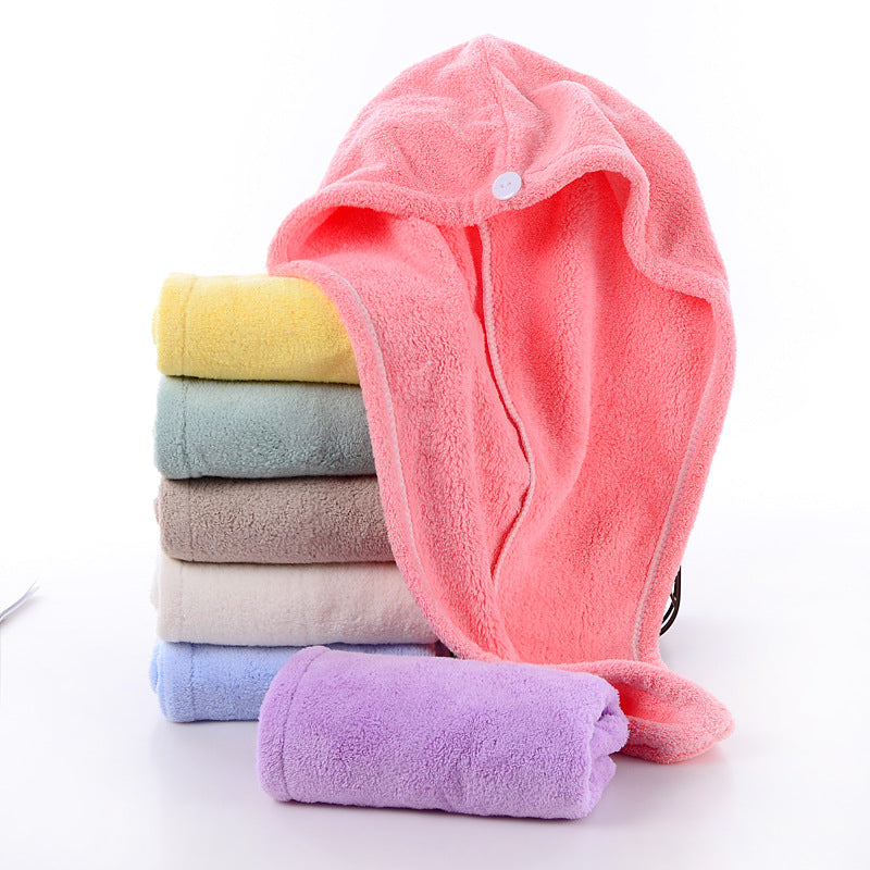 High-Density Coral Velvet Shower Cap Absorbent Towel