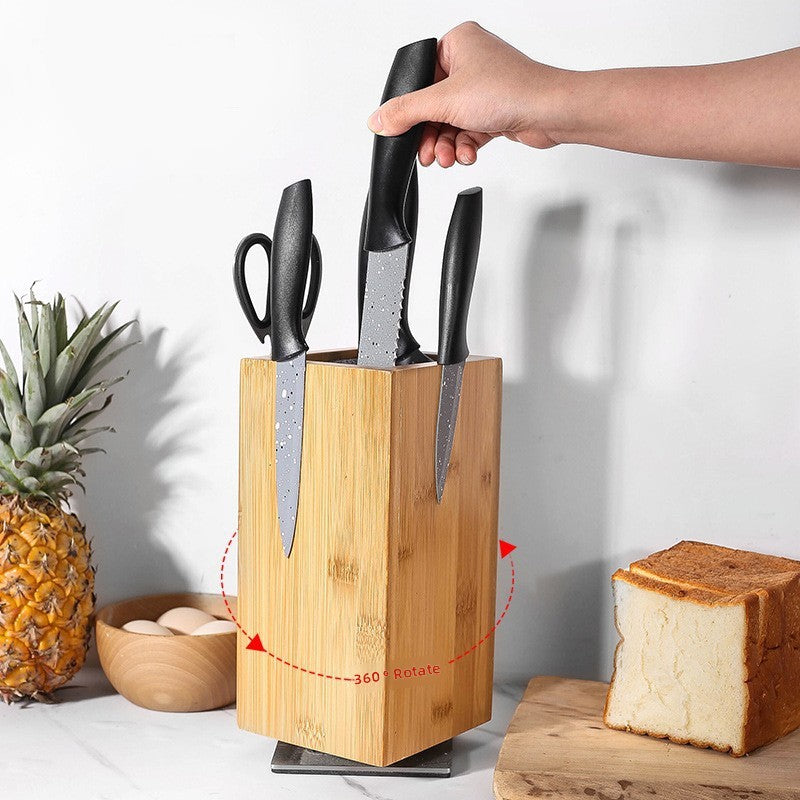 Rotating Wooden Magnetic Knife Rack