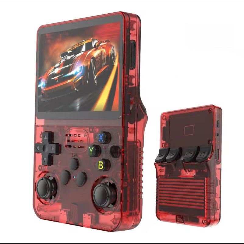A retro portable game console on hand