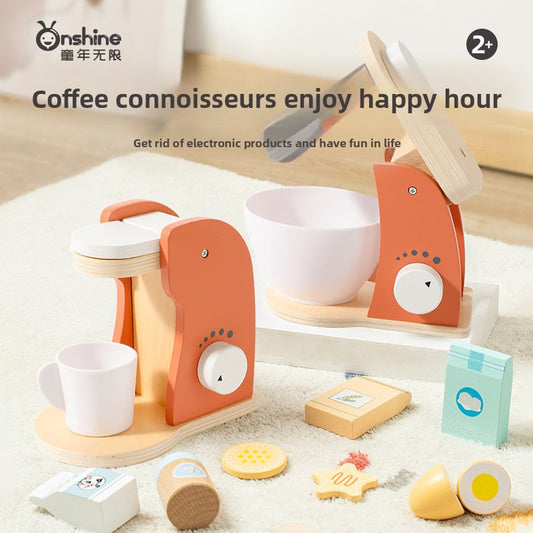 Children's Wooden Coffee Machine and Blender Pretend Play Toy Set