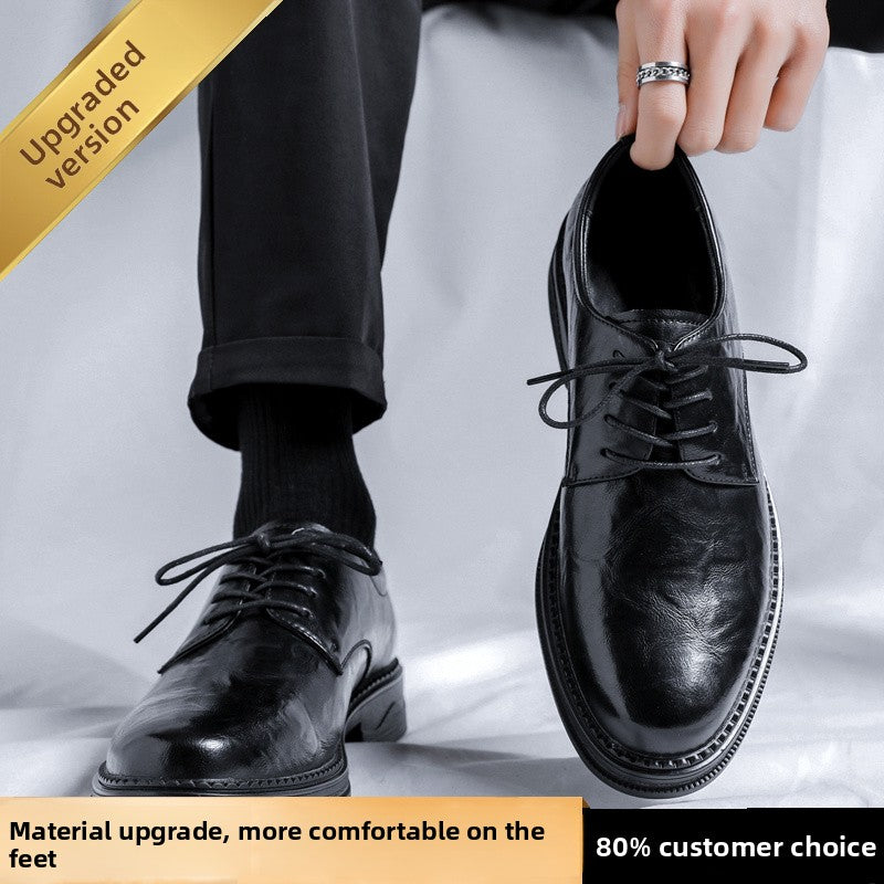 Brogue Leather Shoes for Men, Genuine Leather Soft-Soled Casual Derby