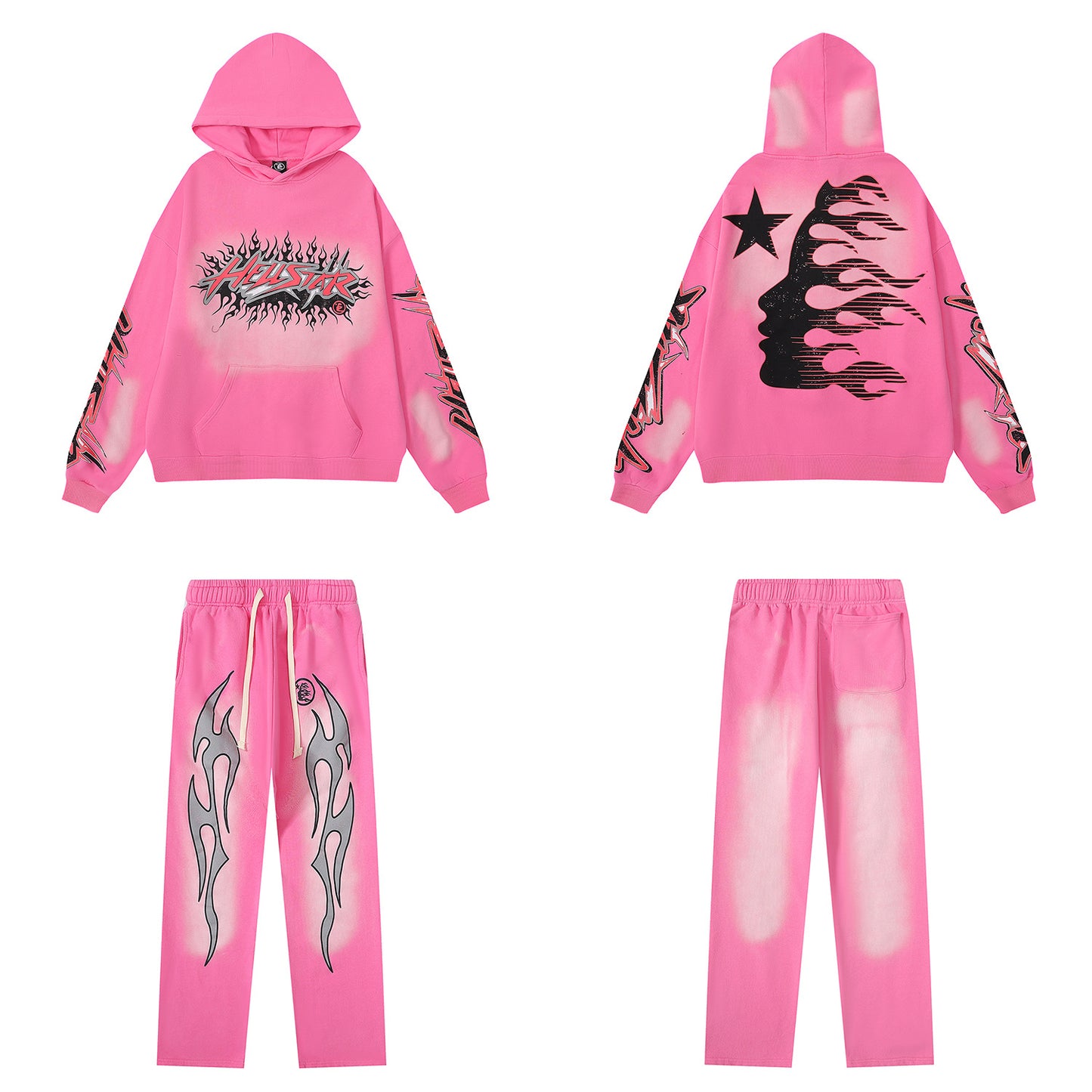 Retro Cotton Hoodie and Sweatpants Set