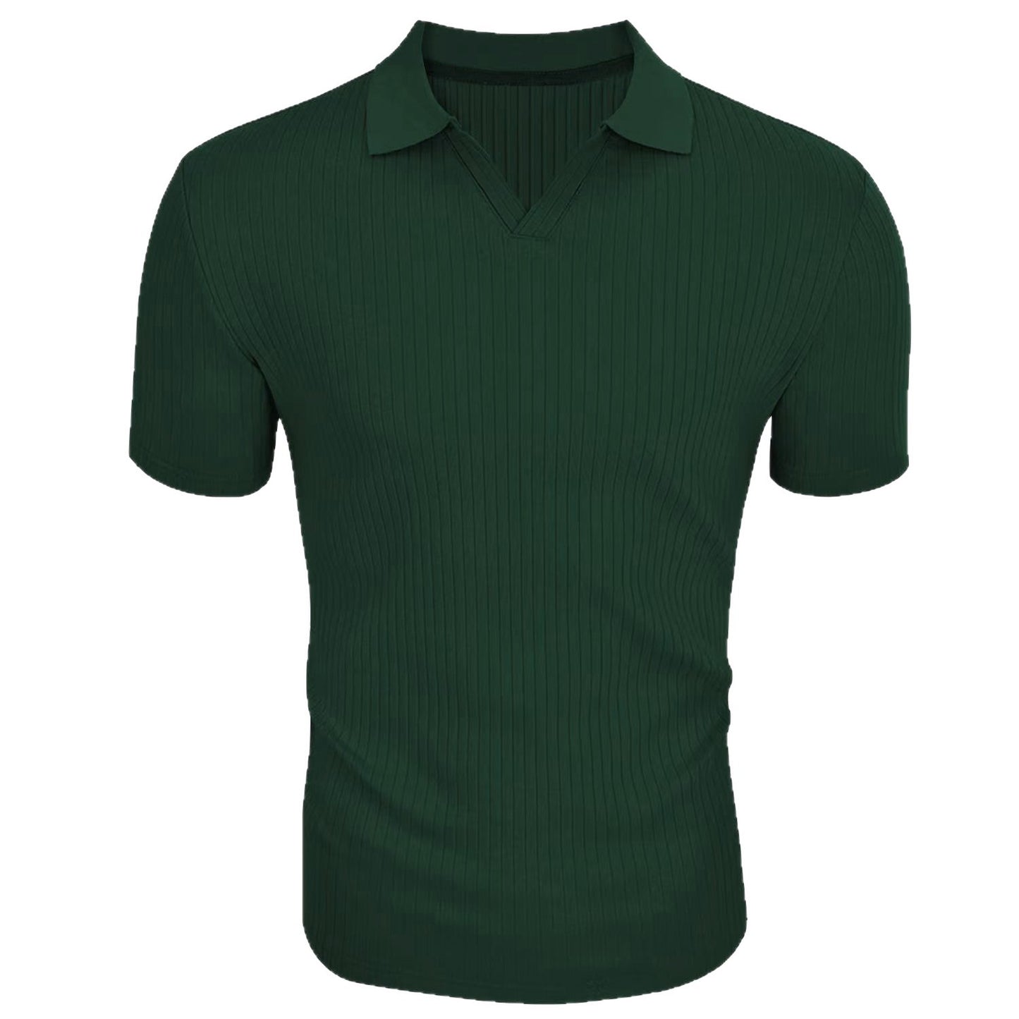 Men's T-shirt with lapel and V-neck