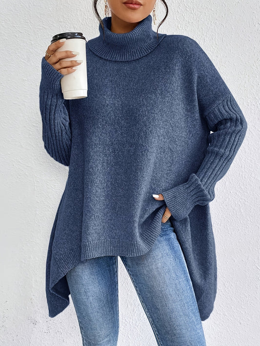 High-Neck Chunky Knit Sweater