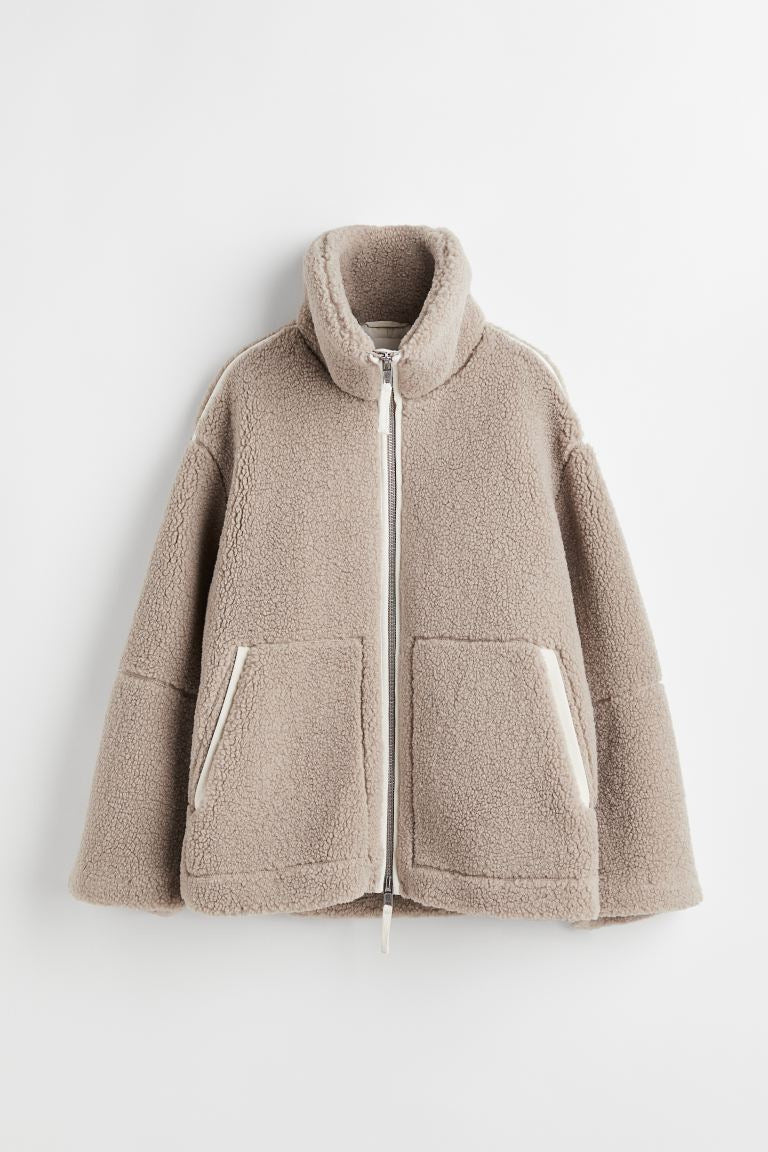Loose Alpaca Wool Zipper Jacket
