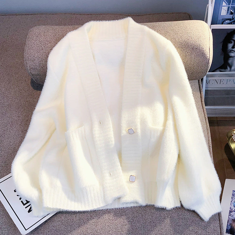 Furry Knitted Sweater - Cardigan for Women