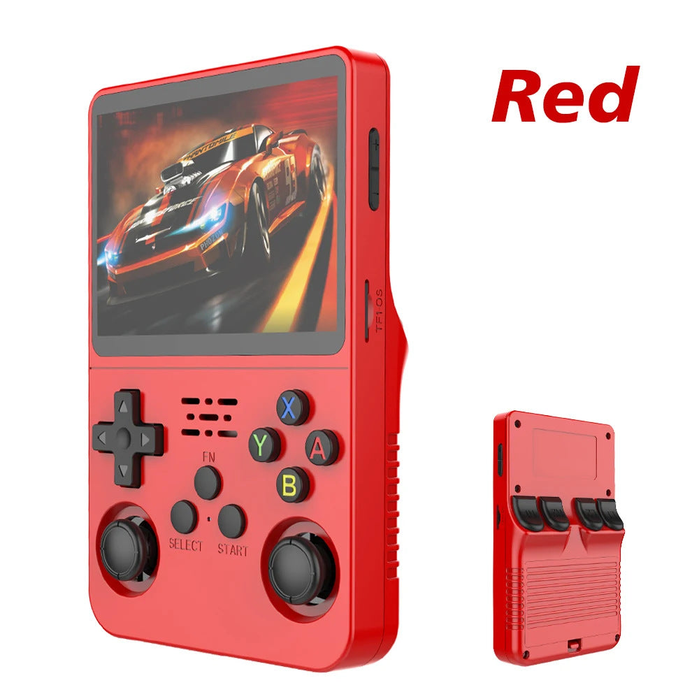 A retro portable game console on hand