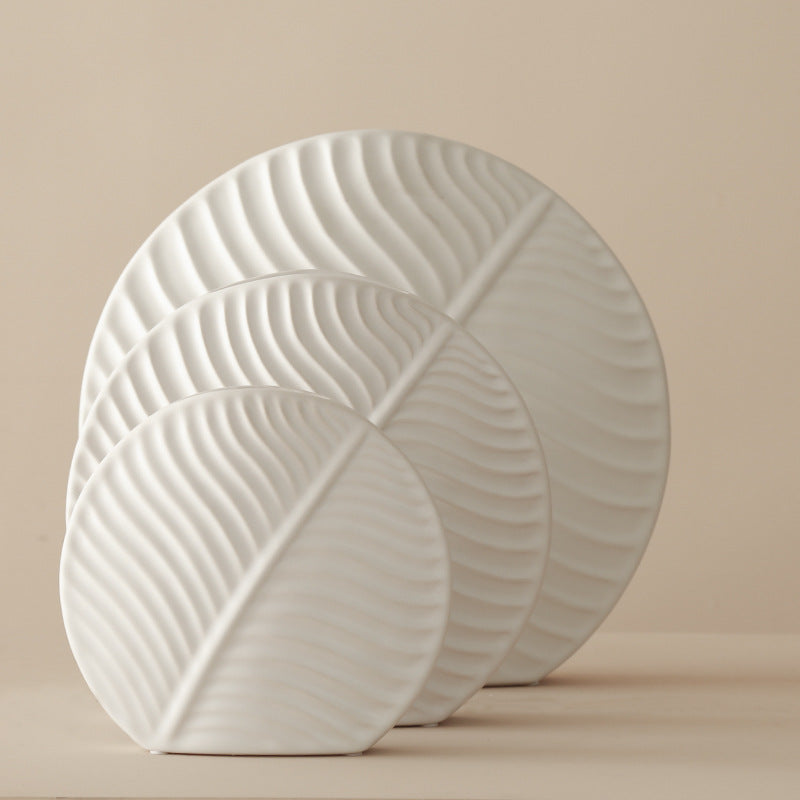 Nordic Ceramic Leaf Flat Vase