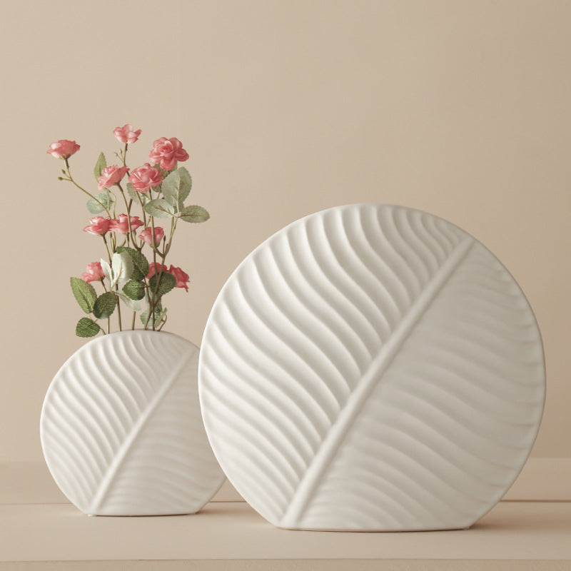Nordic Ceramic Leaf Flat Vase