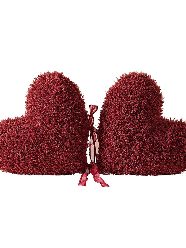 Red Heart-Shaped Throw Pillow for Wedding Celebration & Wedding Room Decoration