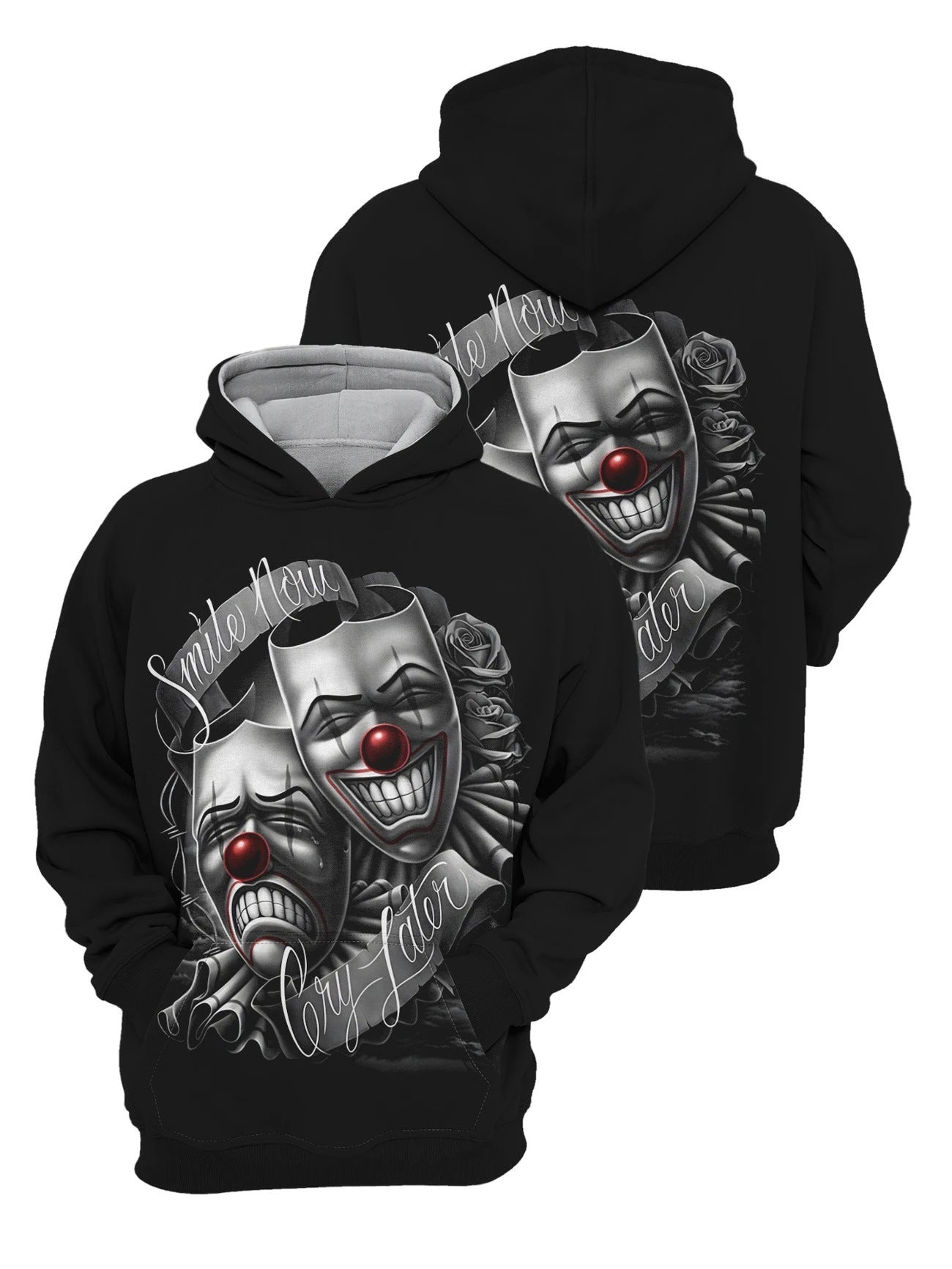 3D Printed Men's Hoodie Sweatshirt - Horror Theme Loose Fit Long Sleeve