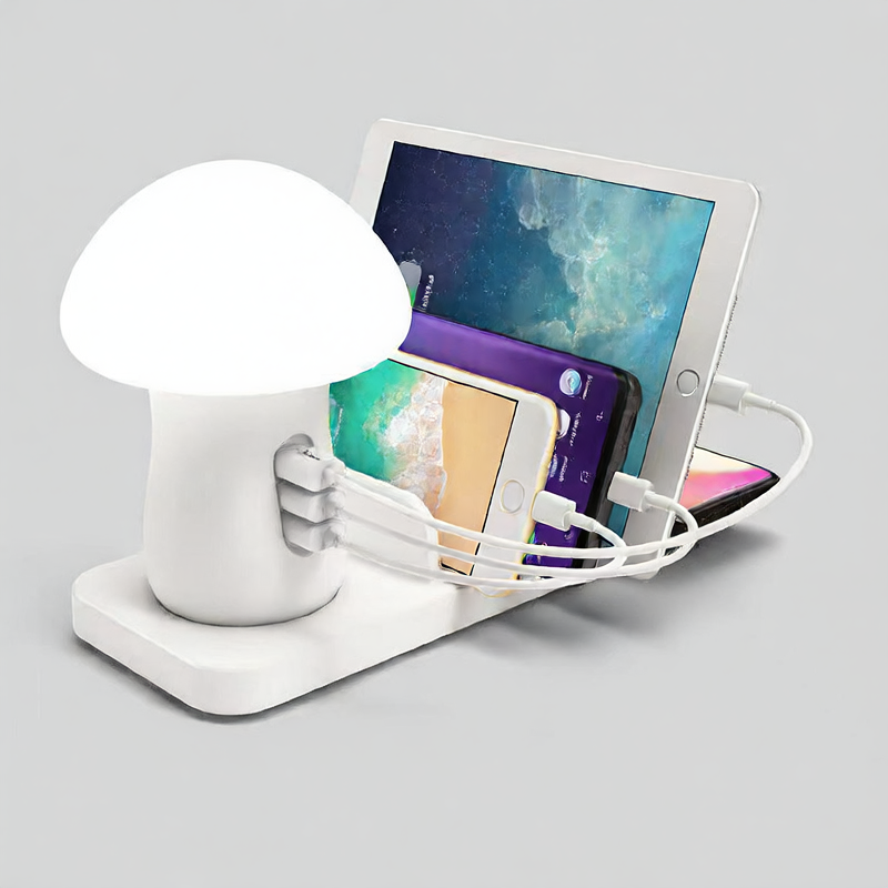 Mushroom Lamp Multi-Port USB Wireless Charger Stand