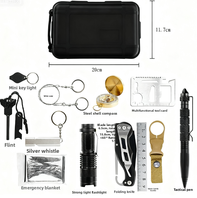 Multi-function Outdoor Survival Tool Kit - Waterproof Emergency Set