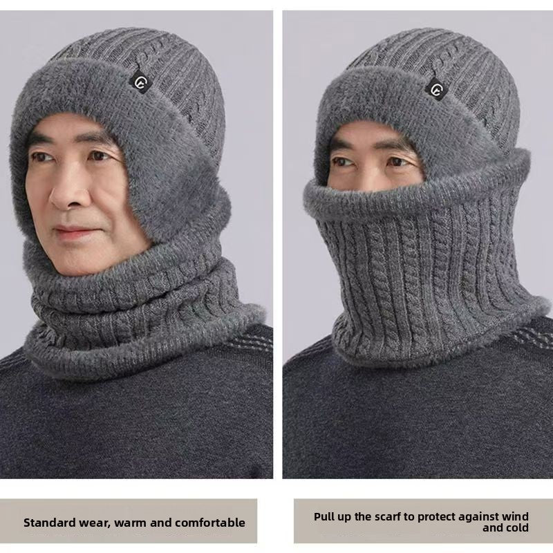 Men's Fleece-Lined Knitted Winter Hat with Ear Protection