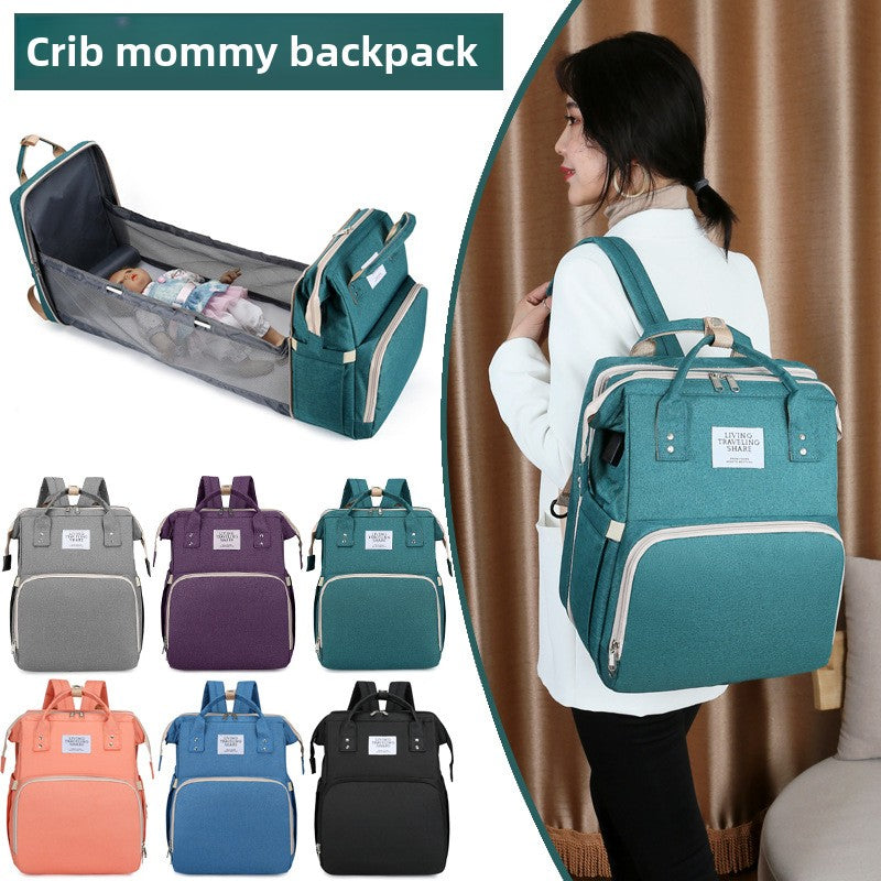 Foldable Mommy Bag with USB Port, Large Capacity Baby Diaper Backpack