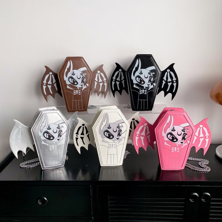 Gothic Coffin Shape PU Handbag with Chain Strap